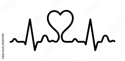 Ikona pulsu serca. Ilustracja wektorowa na białym tle.
