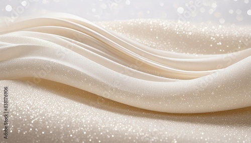 An image of a white wave background with glitter, in the style of light beige