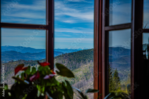 Tatra mountains view form window shelter on Stożek Wielki 