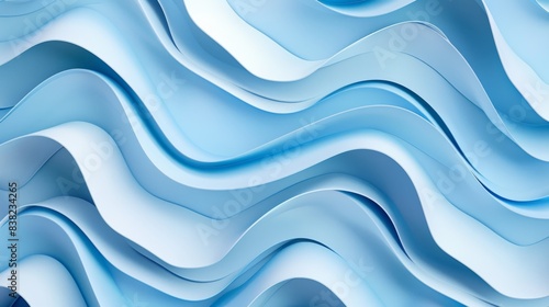 An abstract blue background with folded cloth macro and a ruffled fashion wallpaper is rendered in 3D