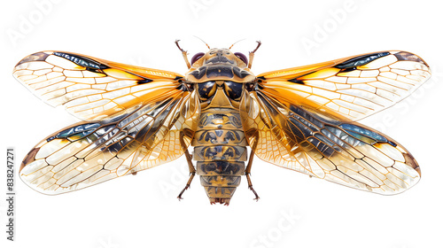 macro of a 13-year periodic cicada isolated on white background, text area, png
