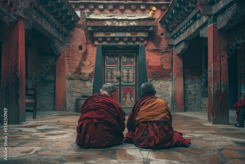 Tibetan Monks Debating, Animated discussions in monastery courtyard, Intellectual Tradition