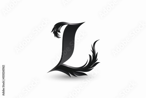 A close-up of a black and white letter L in uppercase, on a simple background