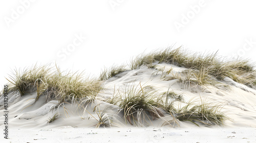 a mesmerizing scene on a texel, netherlands sand dune as waves peacefully wash over its slopes isolated on white background, png