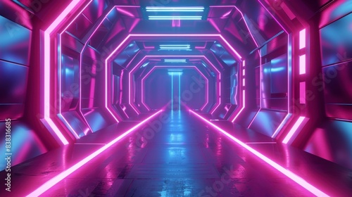 3d neon tunnel. concept wallpaper,architecture