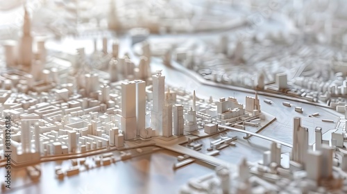 Elevated City Map Showcasing 3D Printed Urban Landscape with Navigable Store Locations