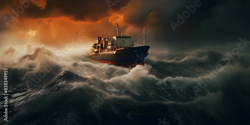 Devastating shipwreck caused by a massive storm leads to tragic loss of many lives. Concept Tragic shipwreck, Devastating storm, Loss of lives, Maritime disaster