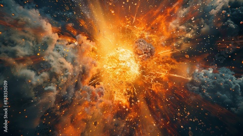 Universal explosion, big bang in space.