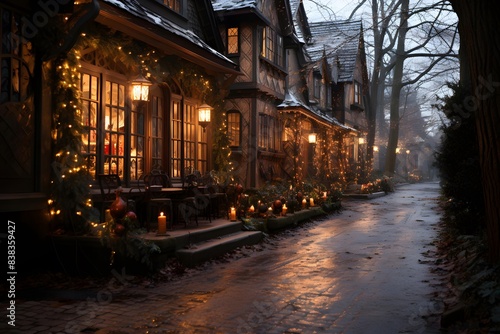 Christmas night in the old town of Gdansk, Poland.