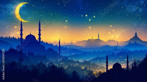 The holy month of Ramadan, observed by Muslims with fasting, prayer, and reflection The crescent moon signals the start of this time of spiritual renewal