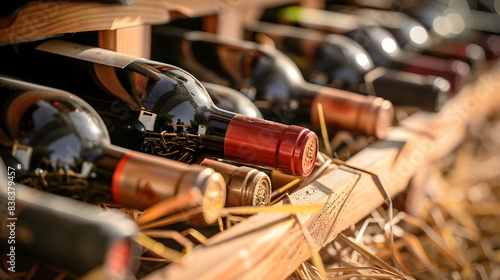 Vintage Wine Bottles Straw Storage Elegant Collection Winery Cellar