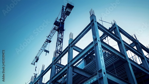 Industrial Construction Crane Steel Framework Engineering Progress Site