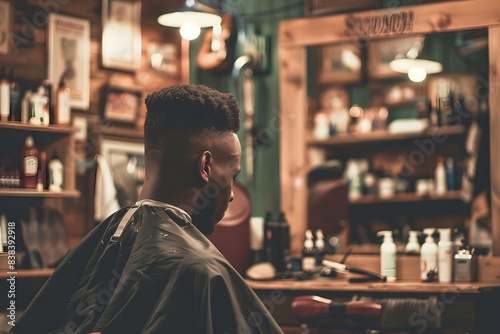 Men getting haircut in a barbershop