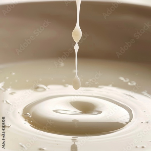 Slow Pouring of Concentrated Milk from a Spoon Generative AI