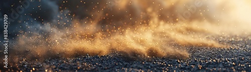 cloud of sand dust on the ground in a realistic simulation