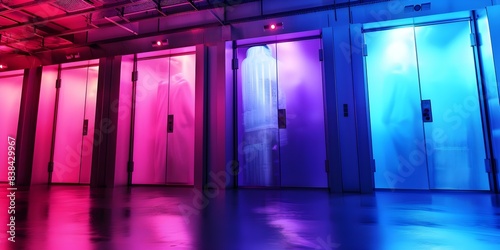 Cutting-Edge Cryogenic Storage System Preserves Bodies in Illuminated Chambers at Tech Facility. Concept Cryogenic Storage, Innovative Technology, Preserving Bodies, Illuminated Chambers
