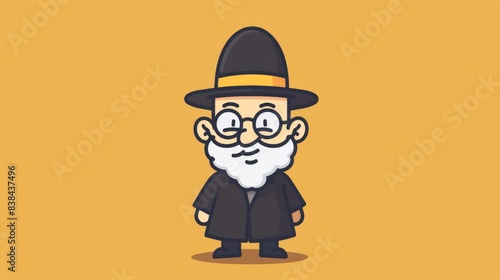 A cartoon image of a rabbi with glasses and beard, AI