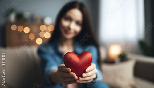 Woman's hand holding heart, heart disease awareness