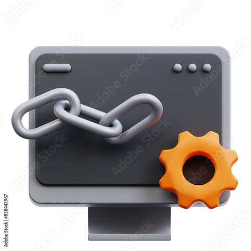 PNG 3D Link Building icon isolated on a white background