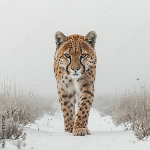 a minimalistic photography of a panthera by Marsel van Oosten, realistic detail, natgeo, long distance 