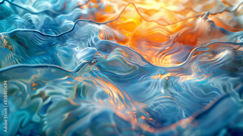 , translucent peel resembling rippling water, taste refreshing and juicy like a cool summer breeze, visually resembling flowing rivers and waves, realistic photography