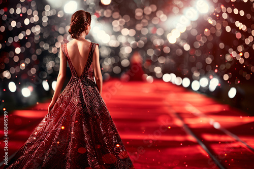 woman in luxurious dress on a red carpet