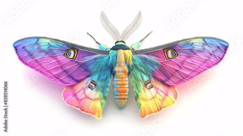 Elephant Hawk Moth in striking rainbow shades with wings spread, representing LGBTQIA pride and uniqueness