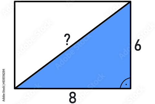 A practice example for calculating the diagonal of a rectangle using the Pythagorean theorem