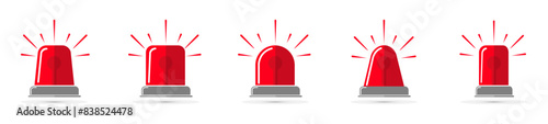 Red siren vector. Emergency siren in flat style. Police fire alarm vector illustration