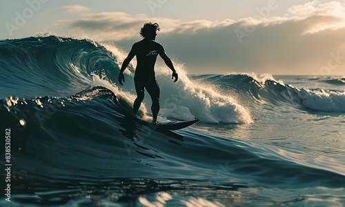 fond d'écran représentant un homme surfant sur les vagues de l'océan.