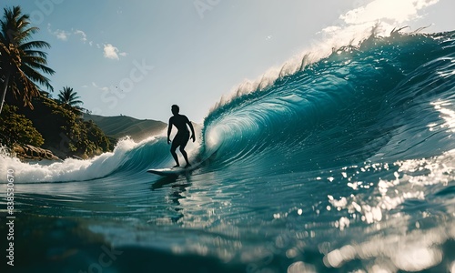fond d'écran représentant un homme surfant sur les vagues de l'océan.