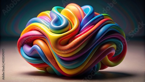 Sculpted abstract shape resembling inflated plasticine , abstract,shape, inflated, plasticine, texture, colorful, geometric, design, modern, creativity, art, concept, sculpture, pattern
