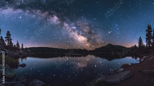 "Emerald Lake in Lassen Volcanic National Park, California, with the Milky Way Galaxy and Stars as the Backdrop"