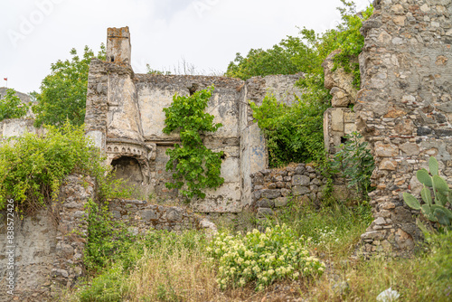 Ancient Ruins in Kayaköy: Overgrown Remnants of a Forgotten Greek-Turkish Village