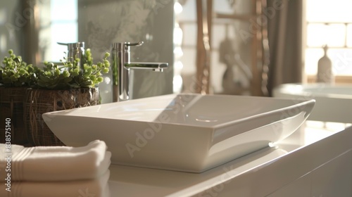 Elegant and seamless the porcelain sink has a velvety smooth texture that begs to be touched