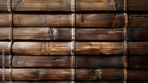 Rustic texture of handcrafted bamboo blinds