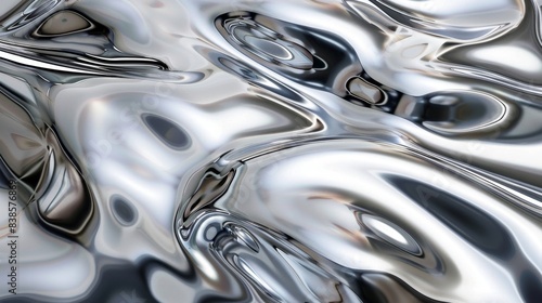 The closeup texture of a polished hybrid metal with a smooth and reflective surface resembling liquid mercury giving off a mirrored and futuristic effect