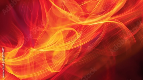 A hypnotizing mix of neon orange and red light trails appearing to dance and entwine in a fluid and effortless motion