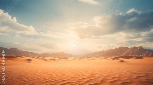 sunset over the desert, 3d render illustration of desert landscape