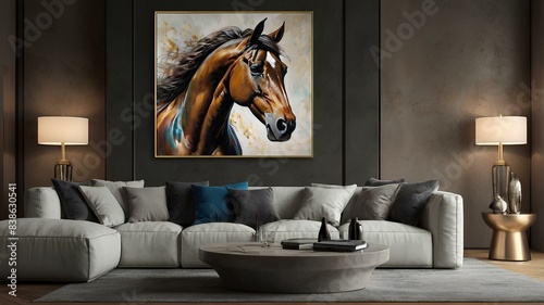 Luxuriously detailed wall art featuring a majestic horse for elegant wall decor.