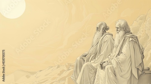 Repentance and Restoration in Job 42: God's Wisdom - Biblical Illustration on Beige Background with Copyspace for Faith-Based Themes
