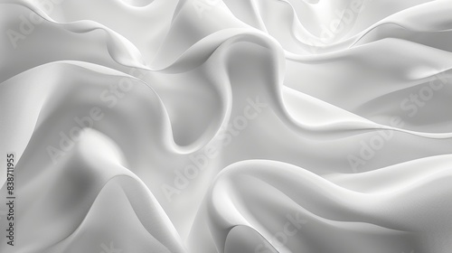 Abstract silky white fabric background with smooth folds, creating an elegant and luxurious texture suitable for various design applications.