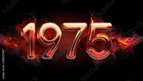 1975 Metallic Numbers Fiery Background Design