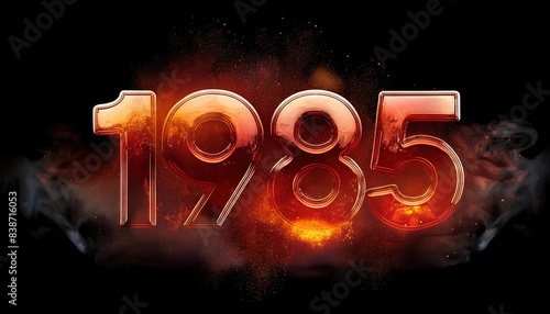 Fiery 1985 Text with Explosive Effect