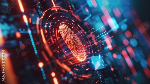 Two-factor authentication login or cybersecurity fingerprint, ensuring a secure online connection for professional trading or accessing financial and personal electronic banking accounts.
