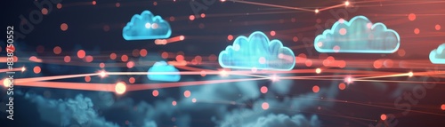 A cloud migration project, with IT professionals moving data to cloud platforms, emphasizing the role of cloud computing and SaaS in modernizing IT infrastructure. Digital transformation. SaaS Power.