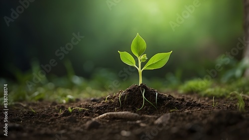 An evocative portrayal of a tiny green sprout peeking out from the ground, embodying the essence of hope, perseverance, and the innate urge to thrive.