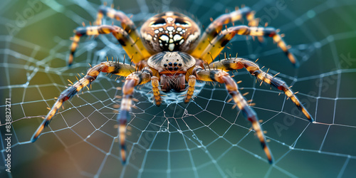 A garden spider on its web