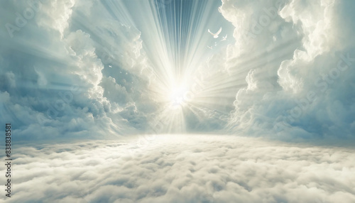 天界 雲の床 神聖な領域 非現実的な空間 神々しい幻想的な空間