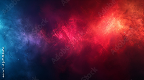 Abstract color background. Dark blue-red glow. Scattered shine. Blurred highlights. Gradient mixture. Modern design template.